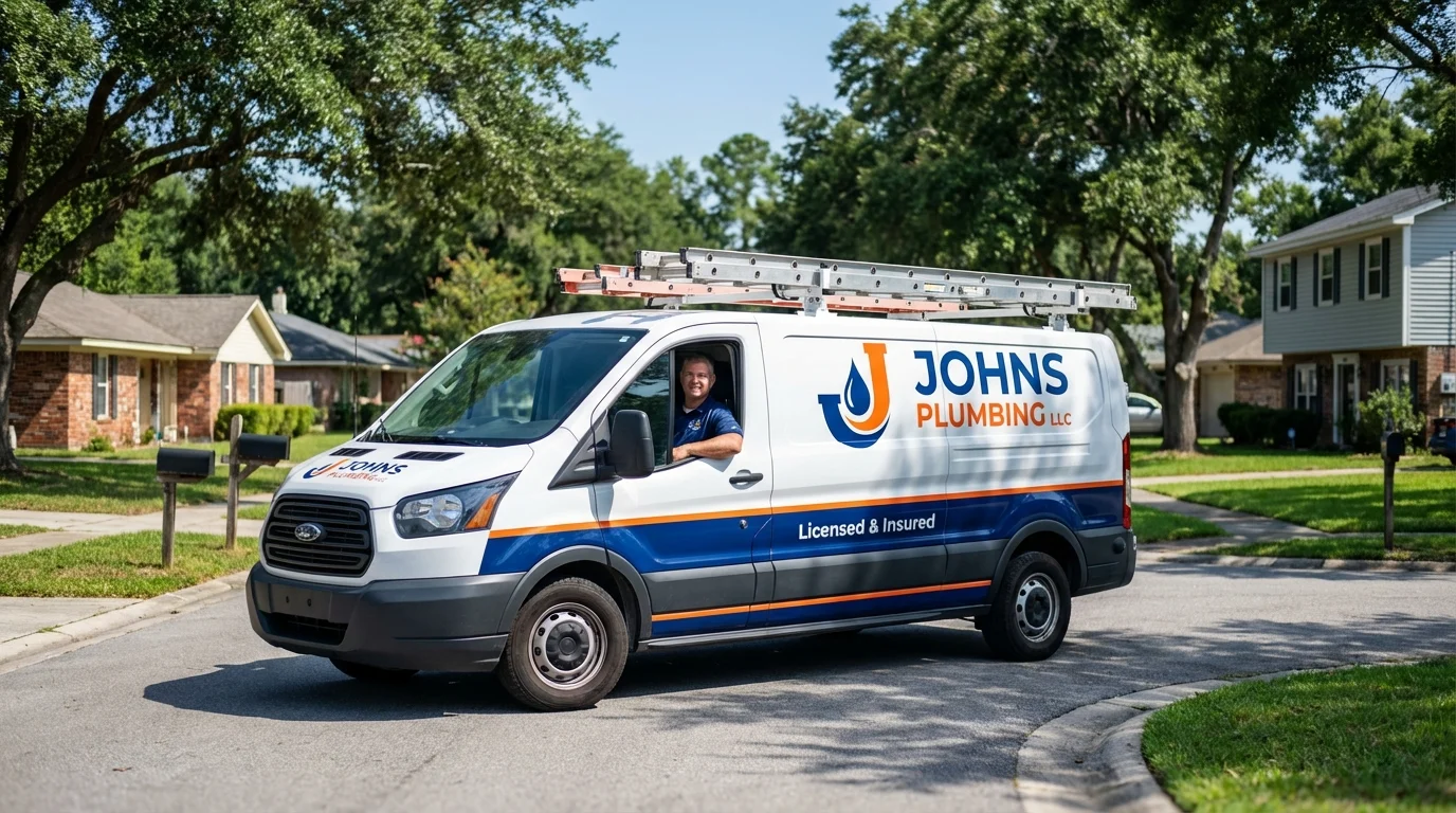 Johns Plumbing LLC service van in Haughton, LA