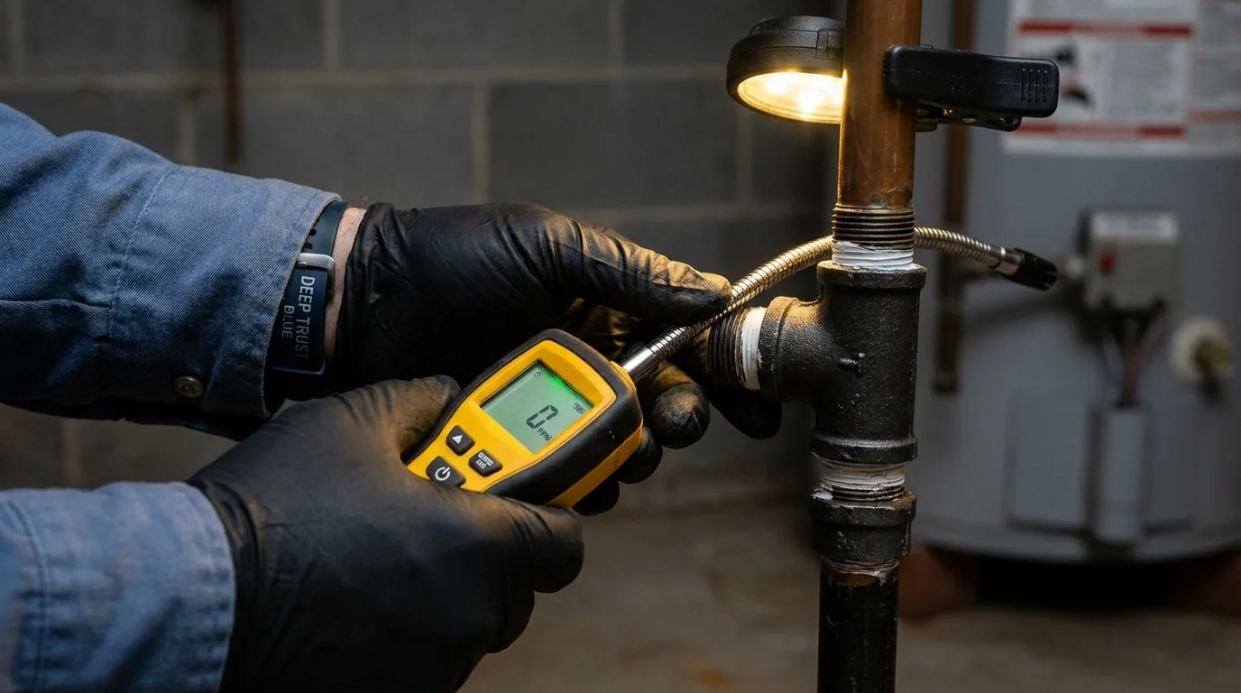 Gas leak detection with electronic sniffer by Johns Plumbing LLC in Haughton