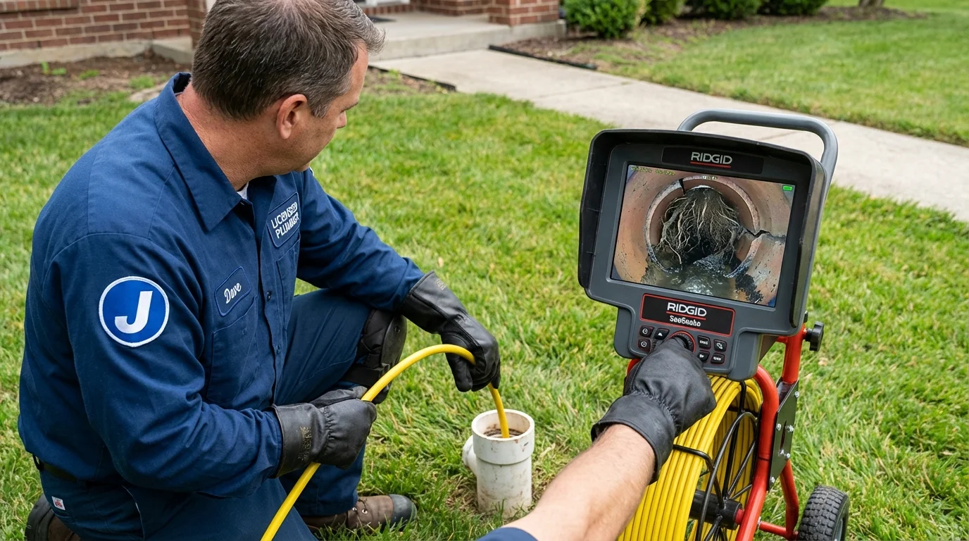 Sewer camera inspection being performed by Johns Plumbing LLC in Haughton