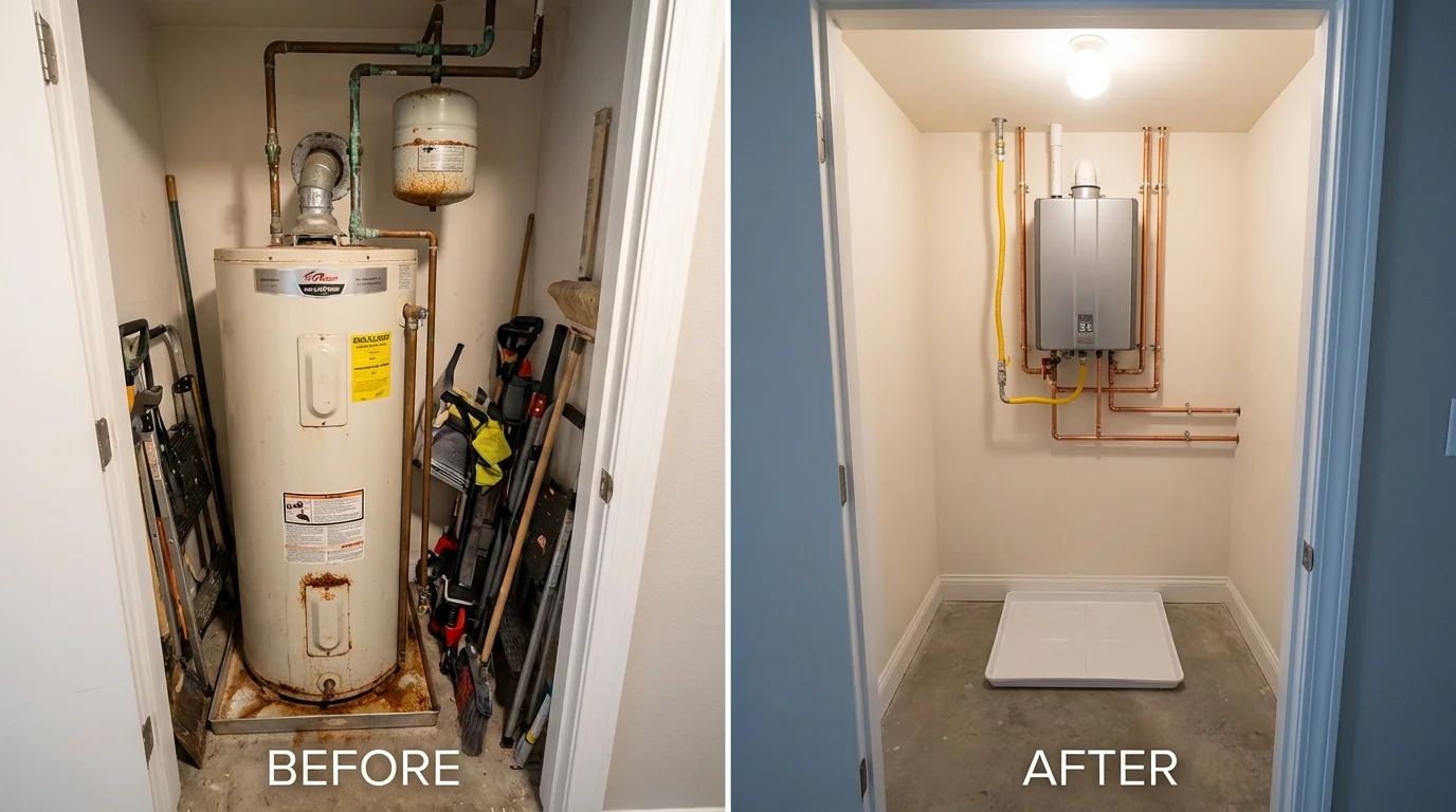 Tank water heater versus wall-mounted tankless unit comparison for Haughton, LA homeowners